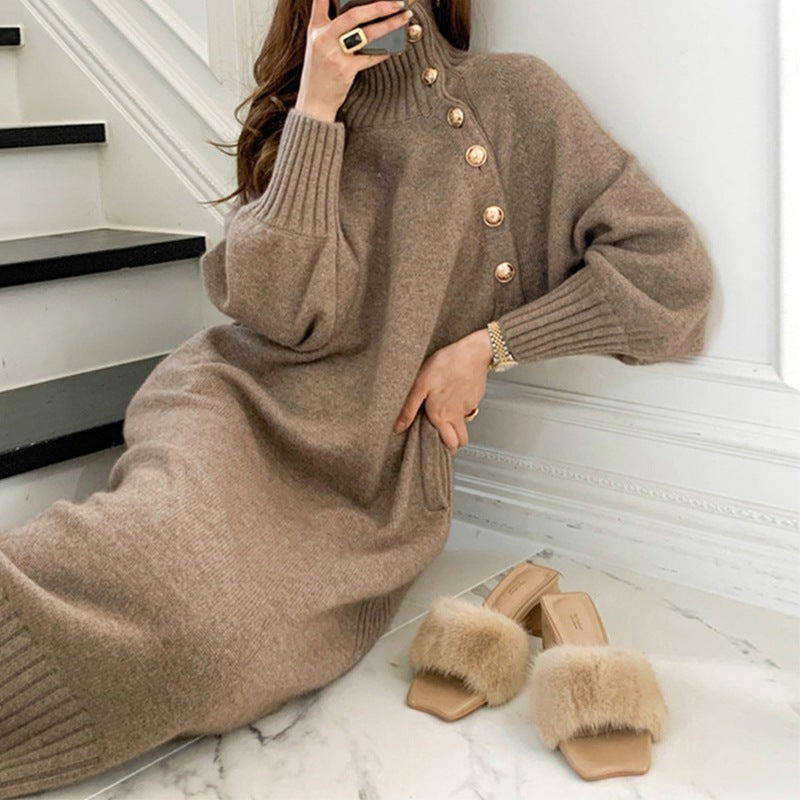 Sweater Long Below The Knee Base Knitting Dress